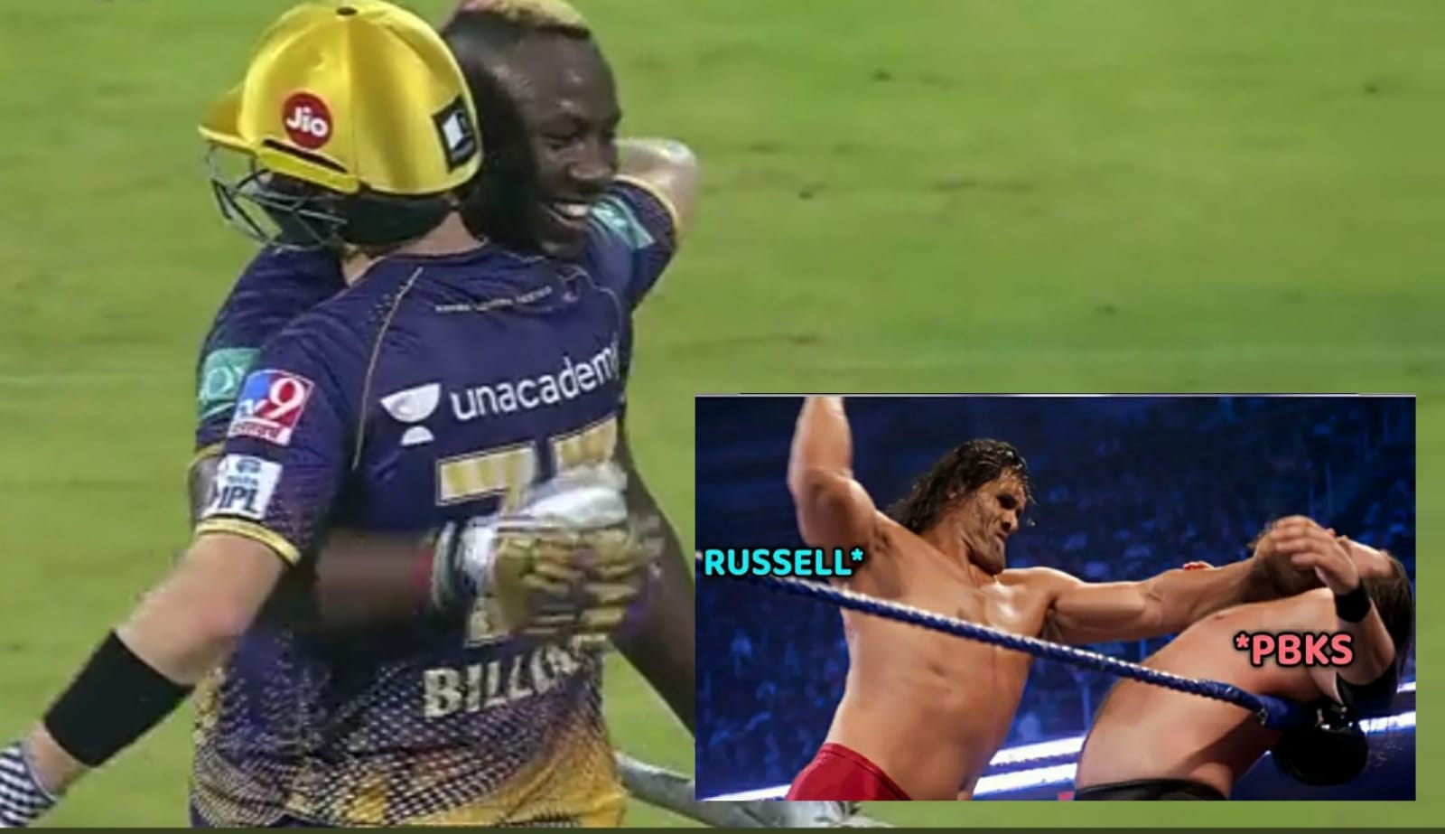 “Andre Andar, Match Bahar” Andre Russell’s power-hitting 70(31) power KKR to a thumping 6-wicket win over PBKS