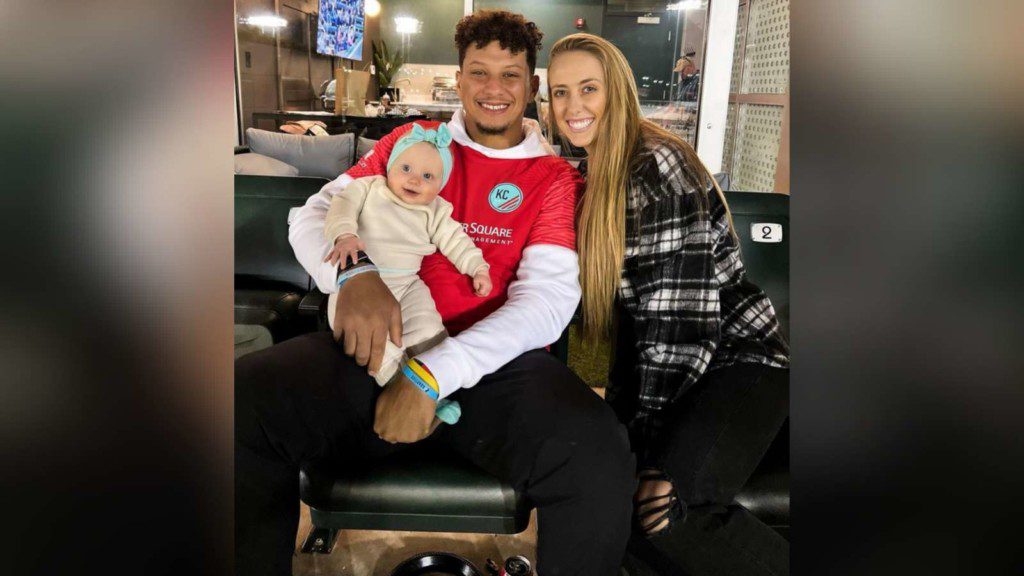 Patrick Mahomes with his wife Brittany and daughter Sterling