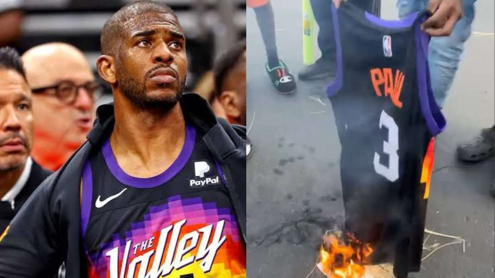 “F*ck CP3, not meant for playoffs!” Suns fans burn Chris Paul’s jersey after major choke job in Game 7 vs Mavs 