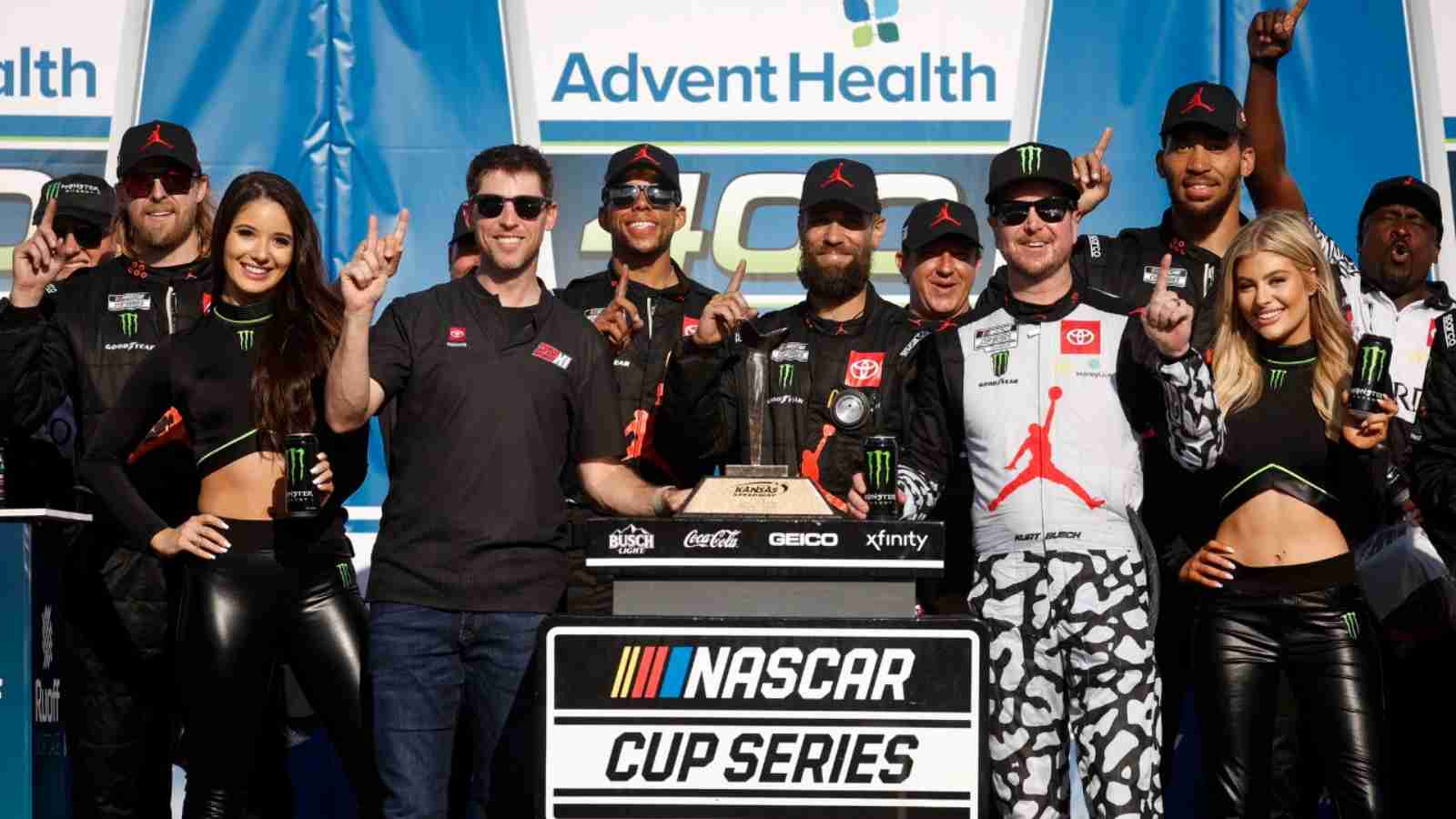 ‘It’s big on a lot of levels,’ Denny Hamlin on Kurt Busch securing the first win for 23X1 Racing, co-owned by him and Michael Jordon, this season