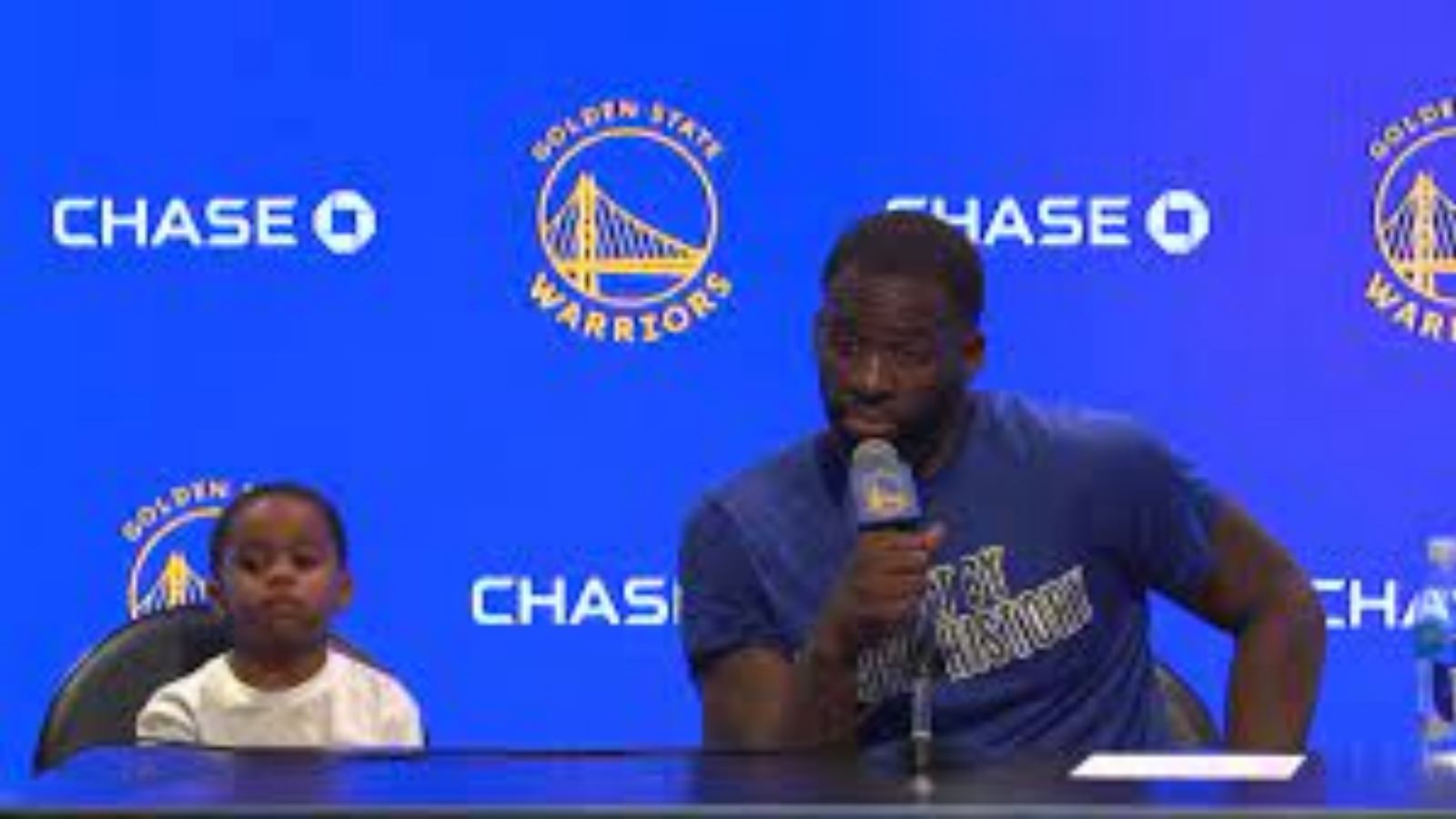 “He’s pole apart from his father” Draymond Green’s son adorably plays hide and seek during father’s press conference￼