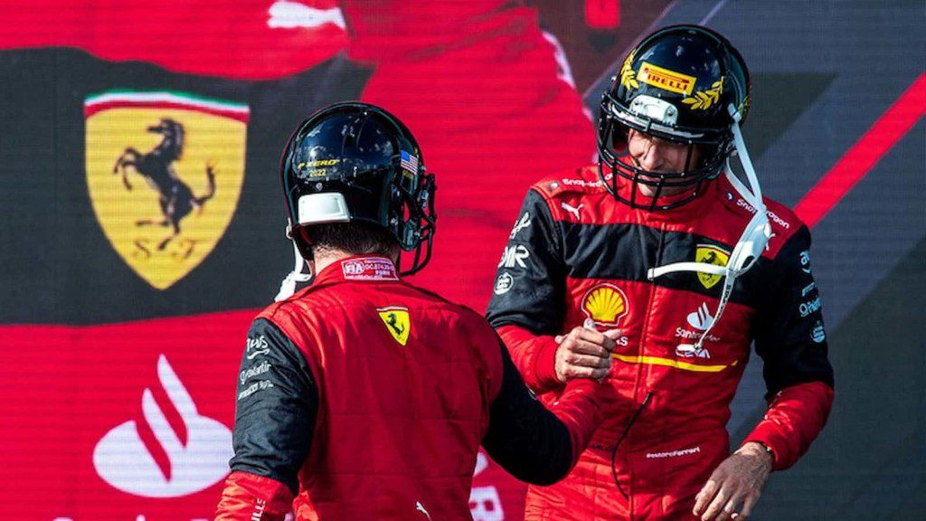 Carlos Sainz on the podium of Miami GP