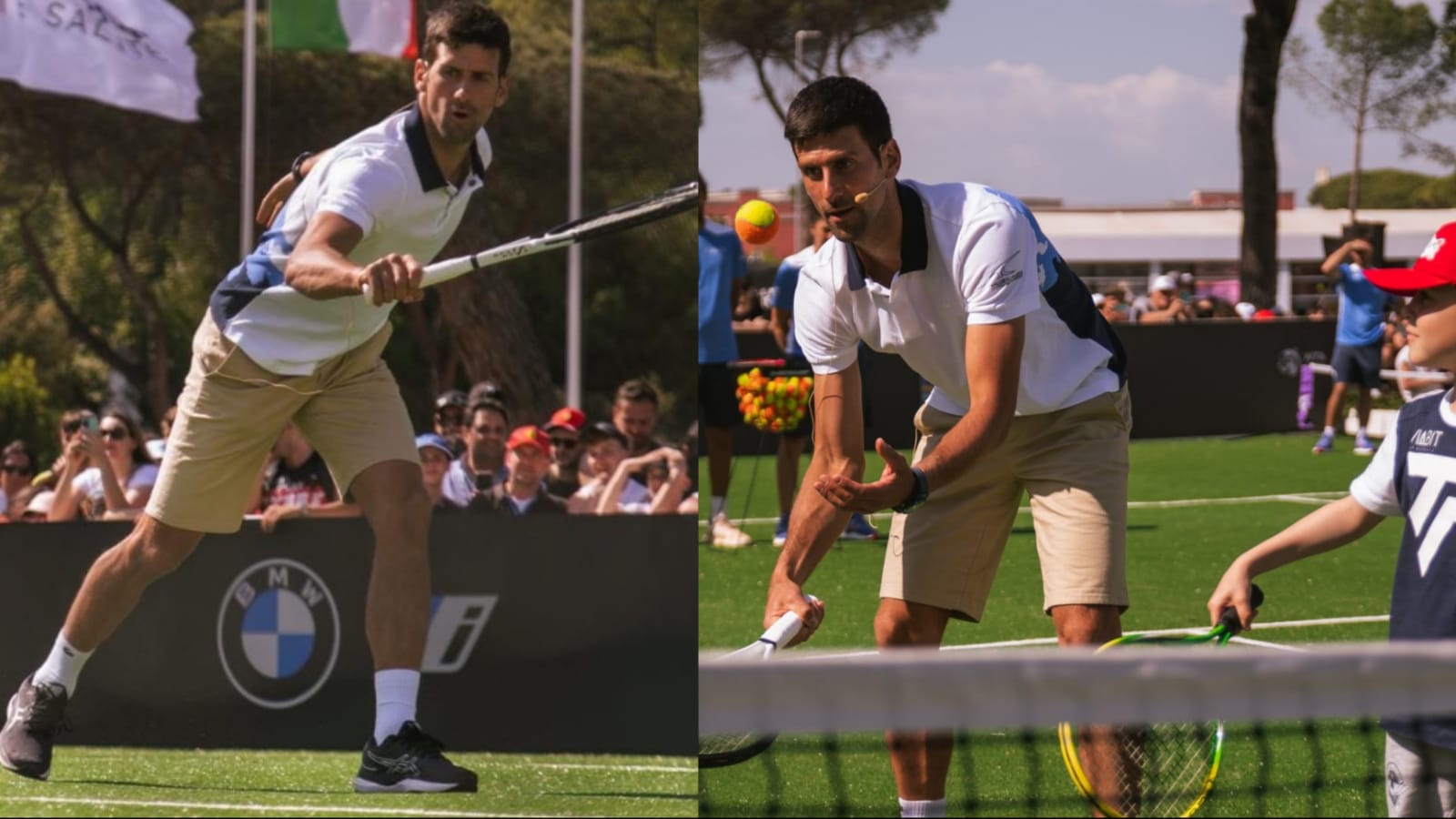 Watch: Novak Djokovic warmly welcomed by a large group of children at the Foro Italico