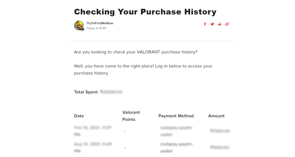 Valorant Purchase History with Riot Games