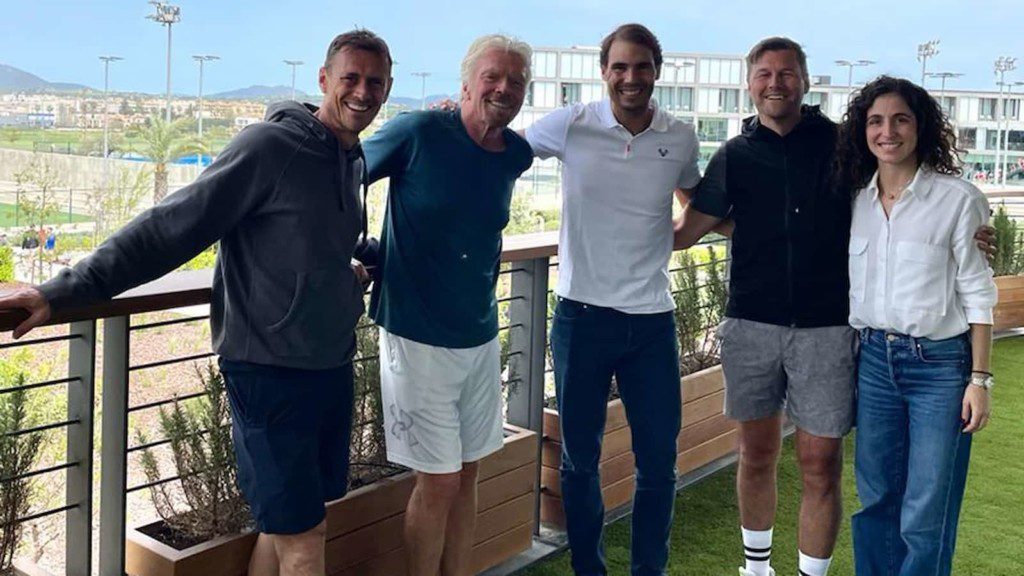 Richard Branson and Family with Rafael Nadal