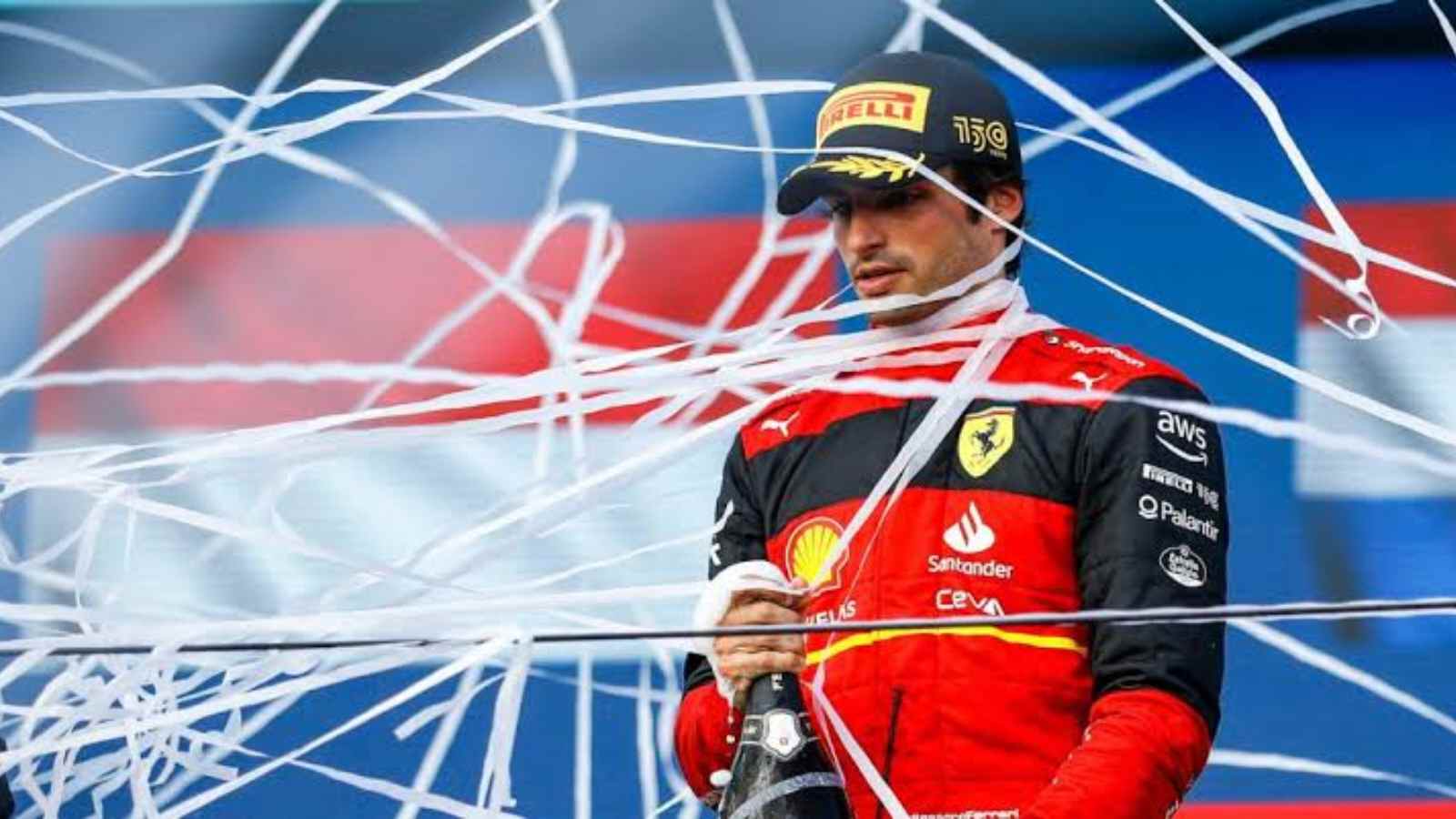 Carlos Sainz on the podium in Miami