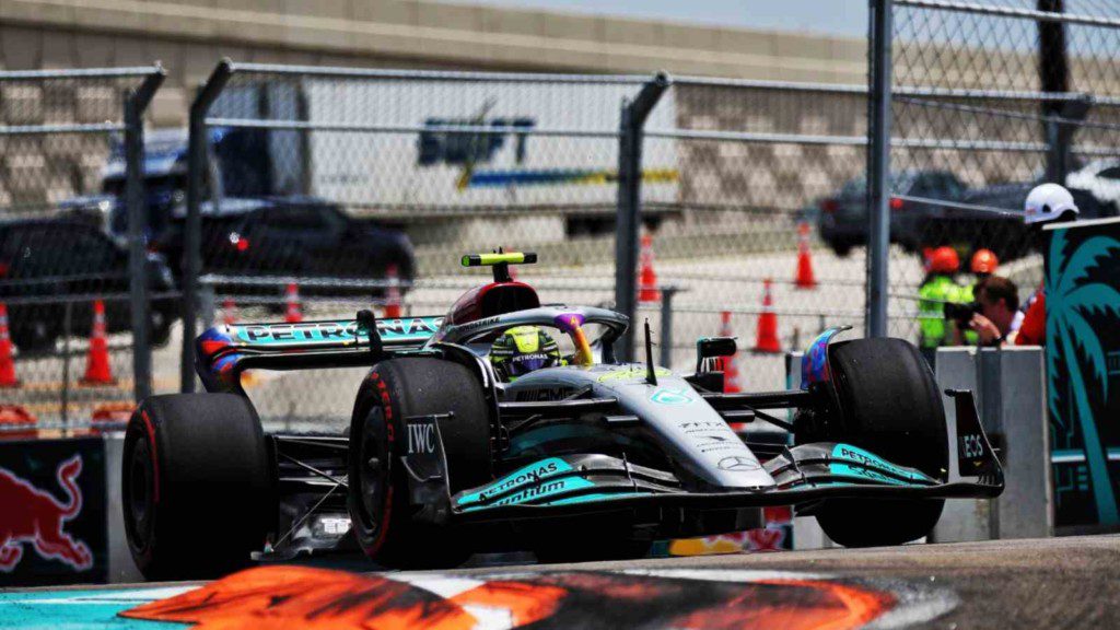 Lewis Hamilton is his W13 in Miami