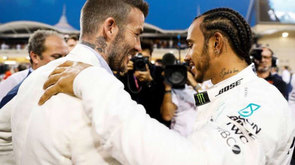 Lewis Hamilton and David Beckham