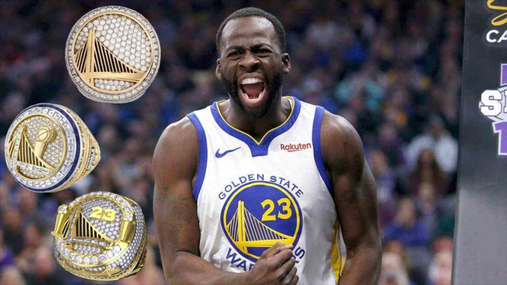 Draymond Green Winning 3 NBA Championship rings with Golden State Warriors