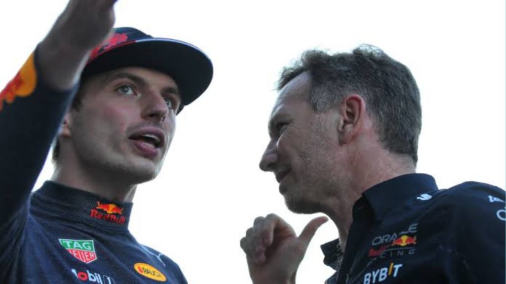 Max Verstappen with Red Bull team principal Christian Horner