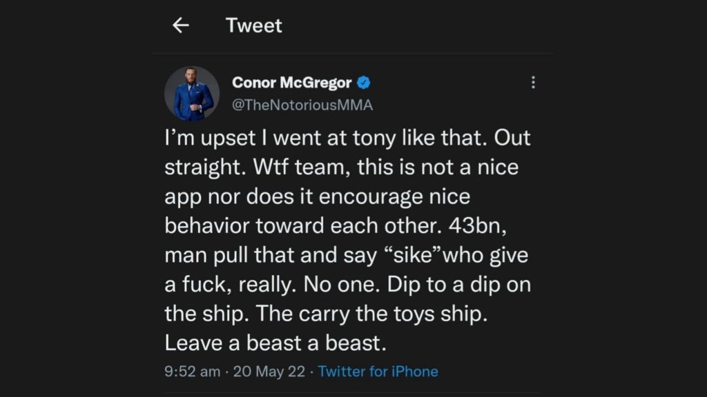 Conor McGregor x Tony Ferguson tweet