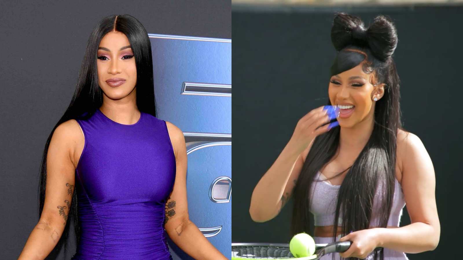 Rapper Cardi B teams up with Normani to play a doubles match in an attempt to learn tennis