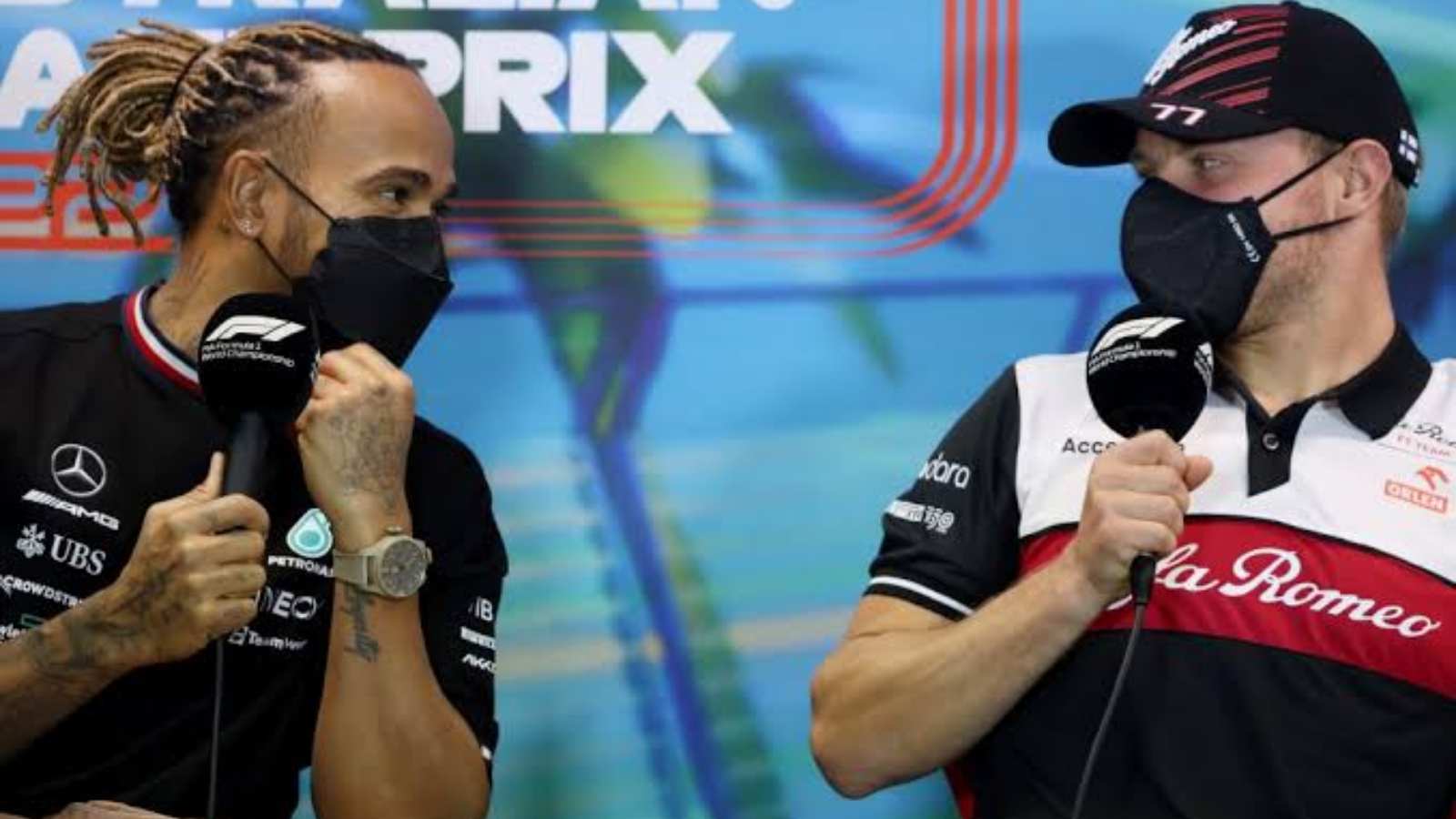 Lewis Hamilton with Valtteri Bottas