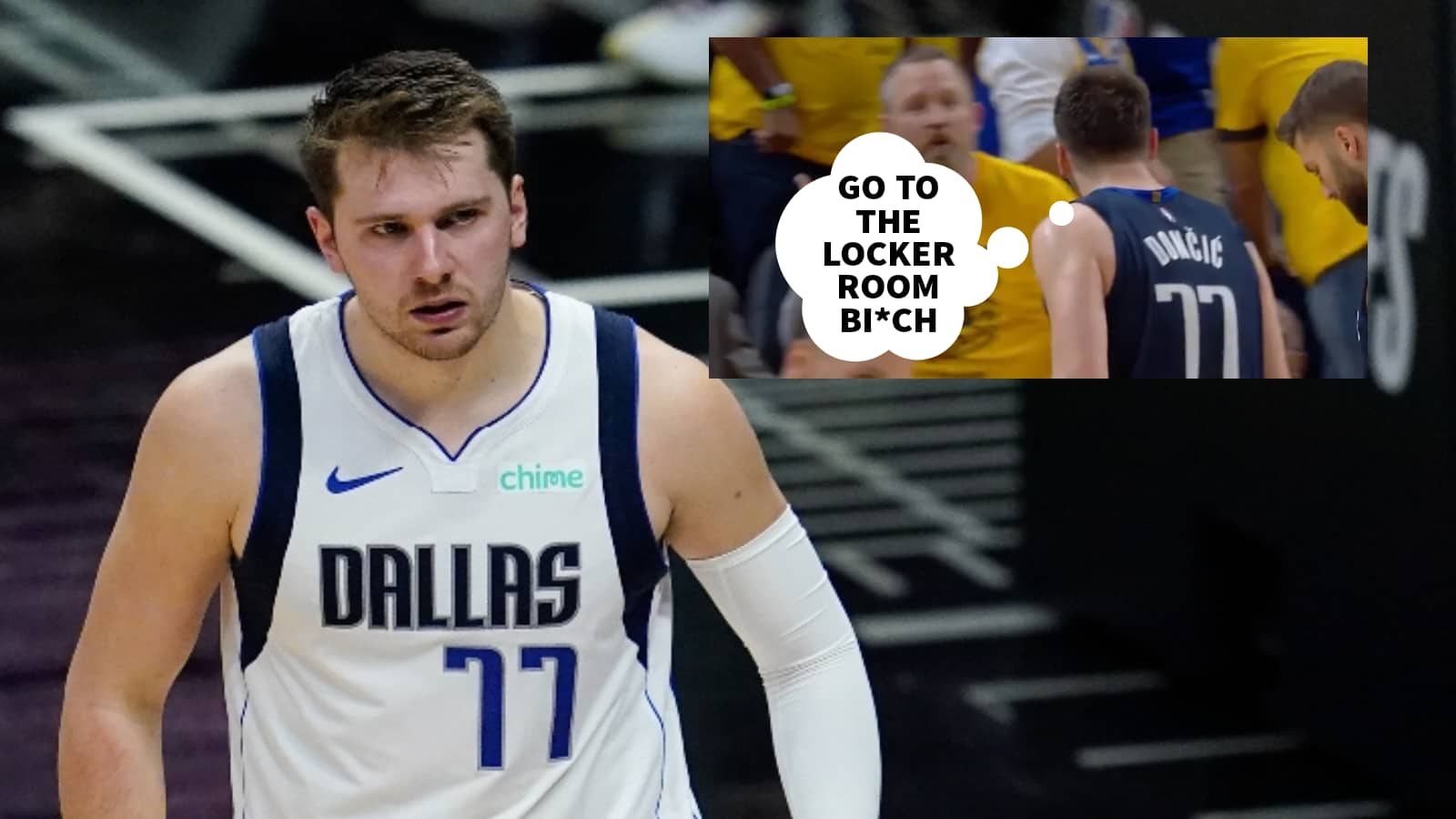 “Go to the locker room Bi*ch” Luka Doncic gets into a heated exchange with a Warriors fan in Game 2