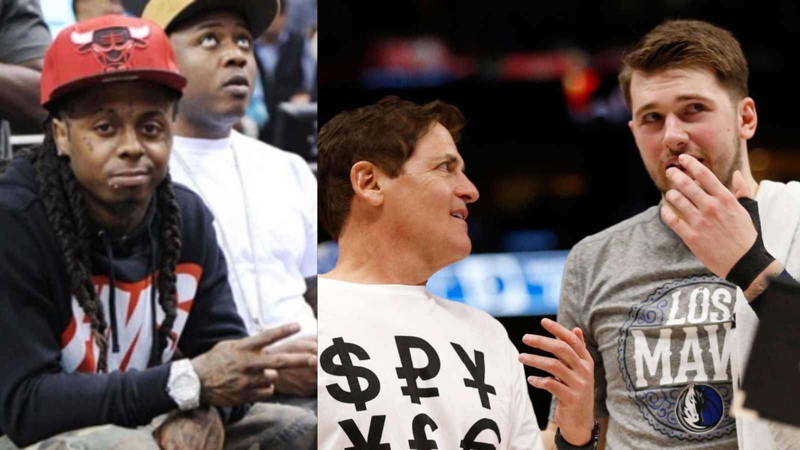 “We all good brother” Mavs owner Mark Cuban goes over to Lil Wayne to settle their beef, at Game 2 of WC Finals