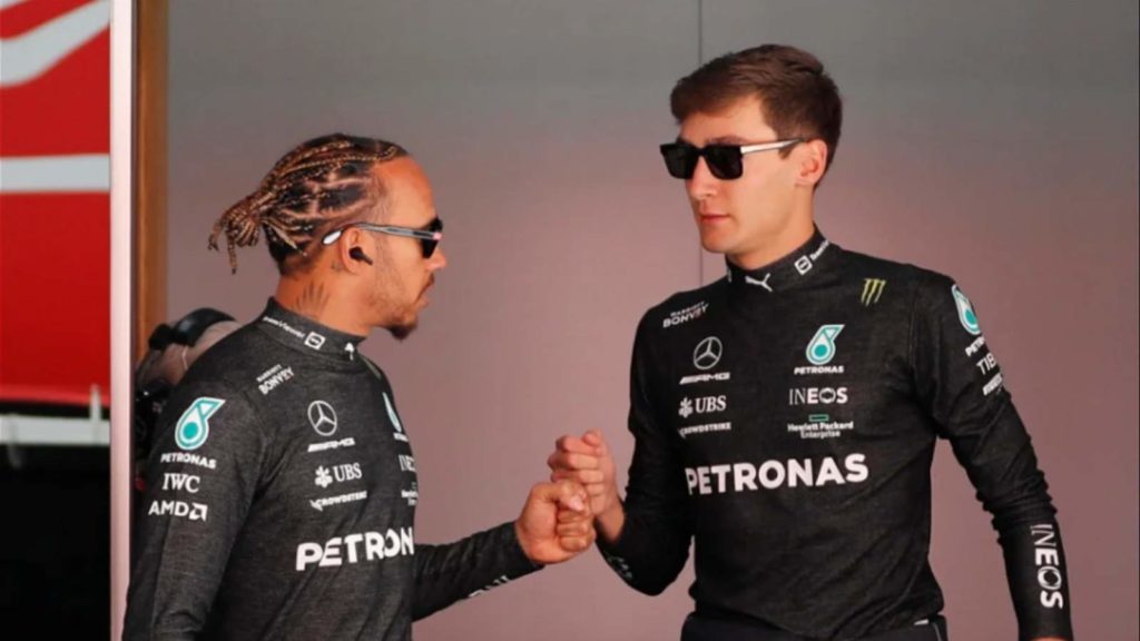 Lewis Hamilton and George Russell