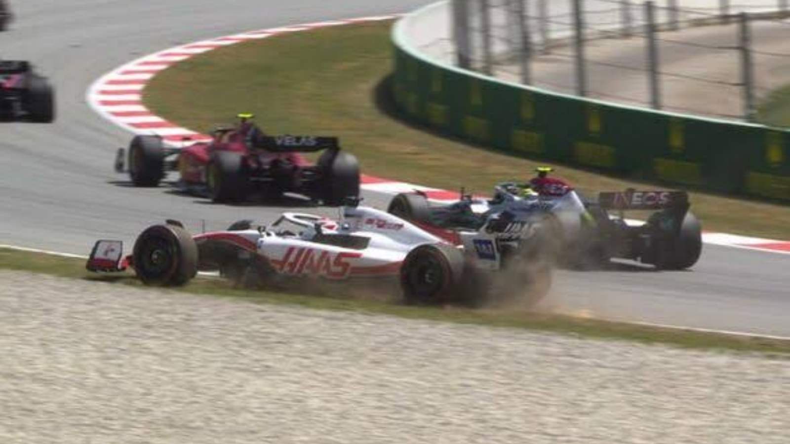 The collision between Lewis Hamilton and Kevin Magnussen