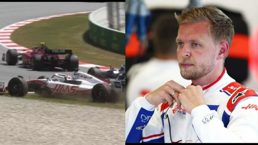 Kevin Magnussen's collision with Lewis Hamiton at the Spanish GP