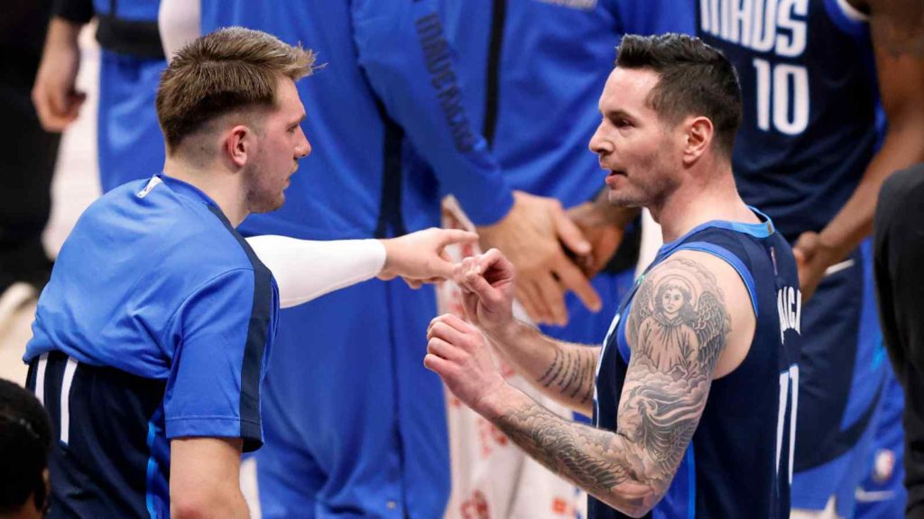 Dallas Mavericks Teamamtes Luka Doncic and JJ Redick