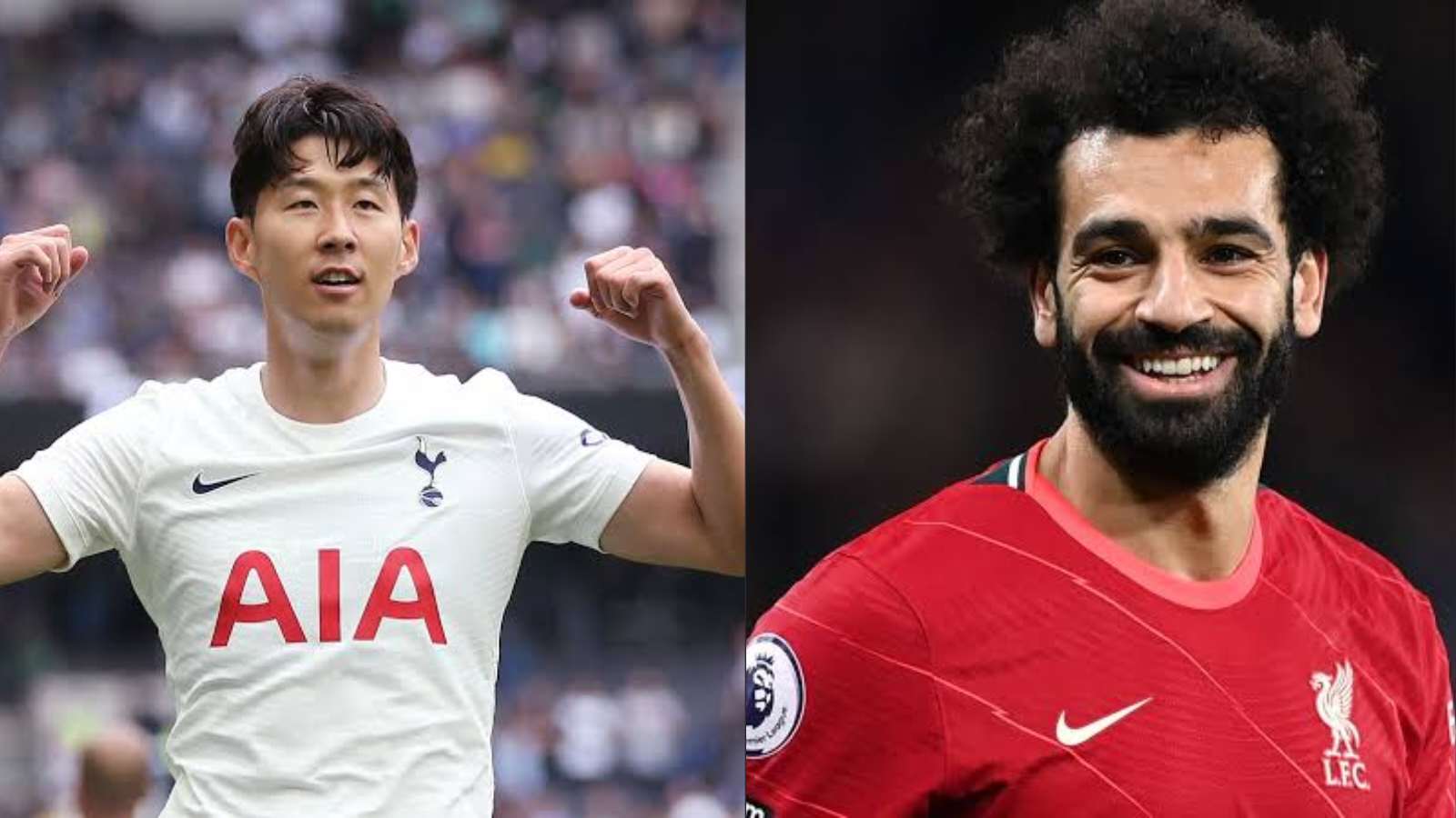 Mohamed Salah congratulates Tottenham star Son Heung-Min after the Korean wins the joint Premier League top scorer award with him