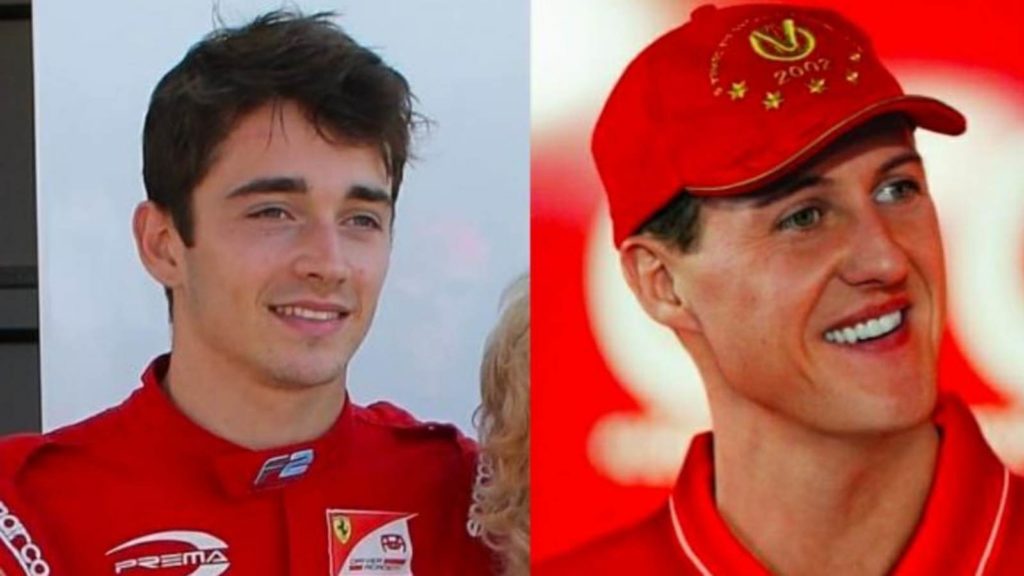 Michael Schumacher and Charles Leclerc