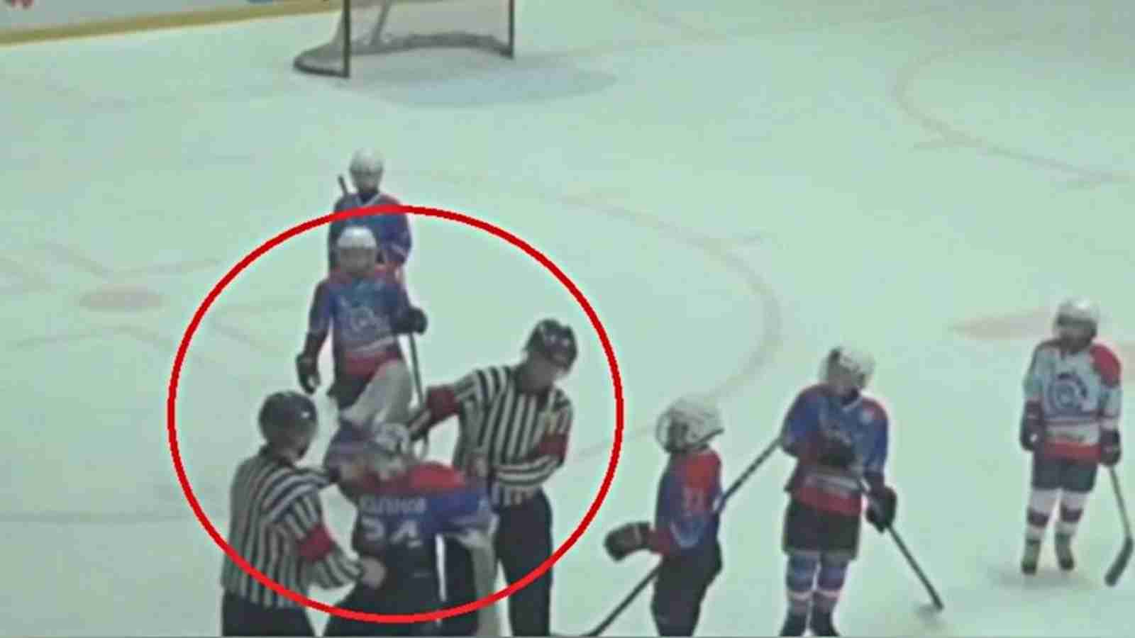 Russian hockey youngster violently attacked two officials in the middle of a match in Russia