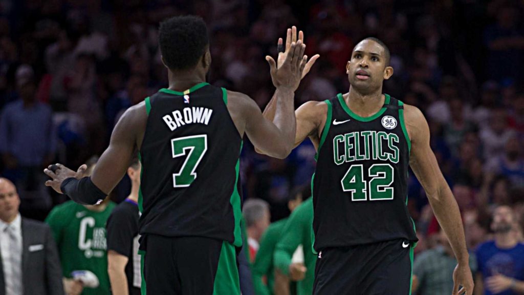 Jaylen Brown and Al Horford of Boston Celtics