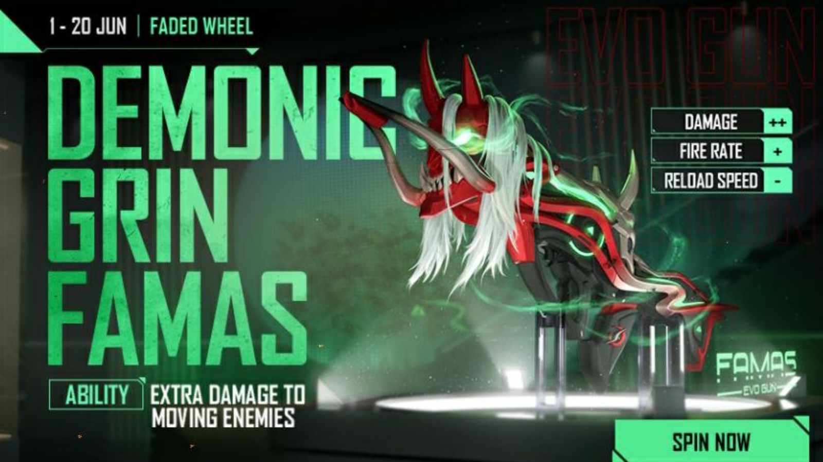 Free Fire MAX Demonic Grin Famas Faded Wheel: Rewards, And More For June 2022