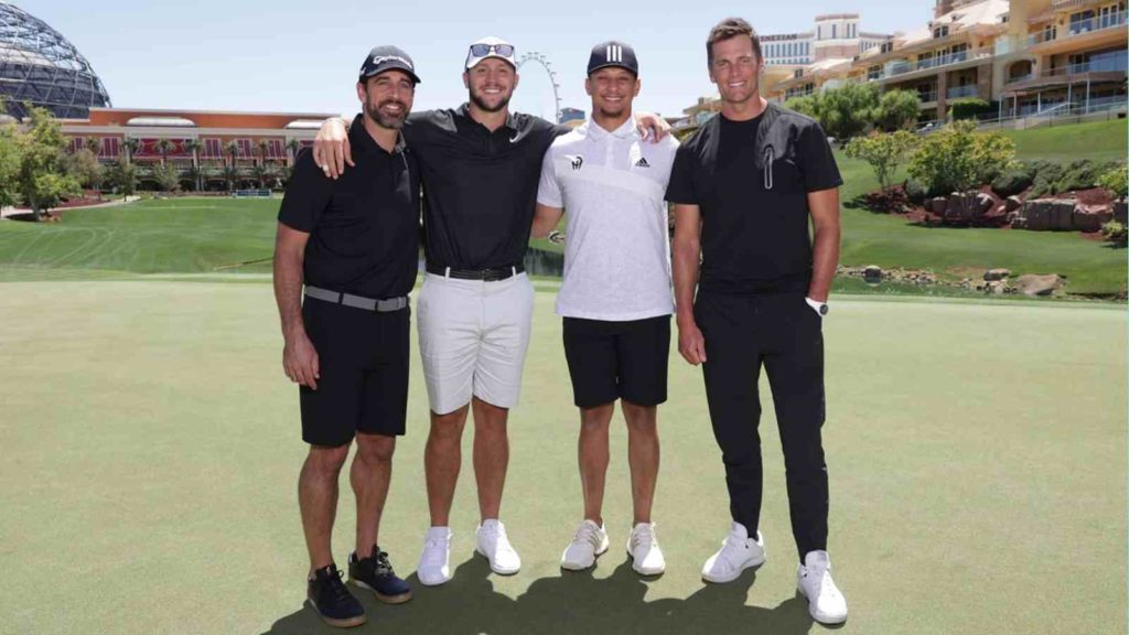 Aaron Rodgers, Tom Brady, Patrick Mahomes and Josh Allen