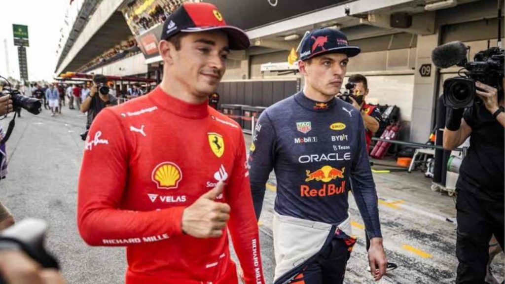 Ferrari's Charles Leclerc(on the left) and Red Bull's Max Verstappen(on the right)