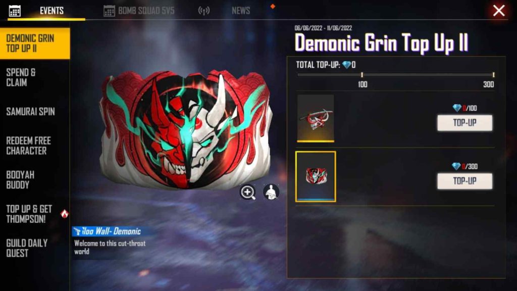 Demonic Grin Top-Up Event