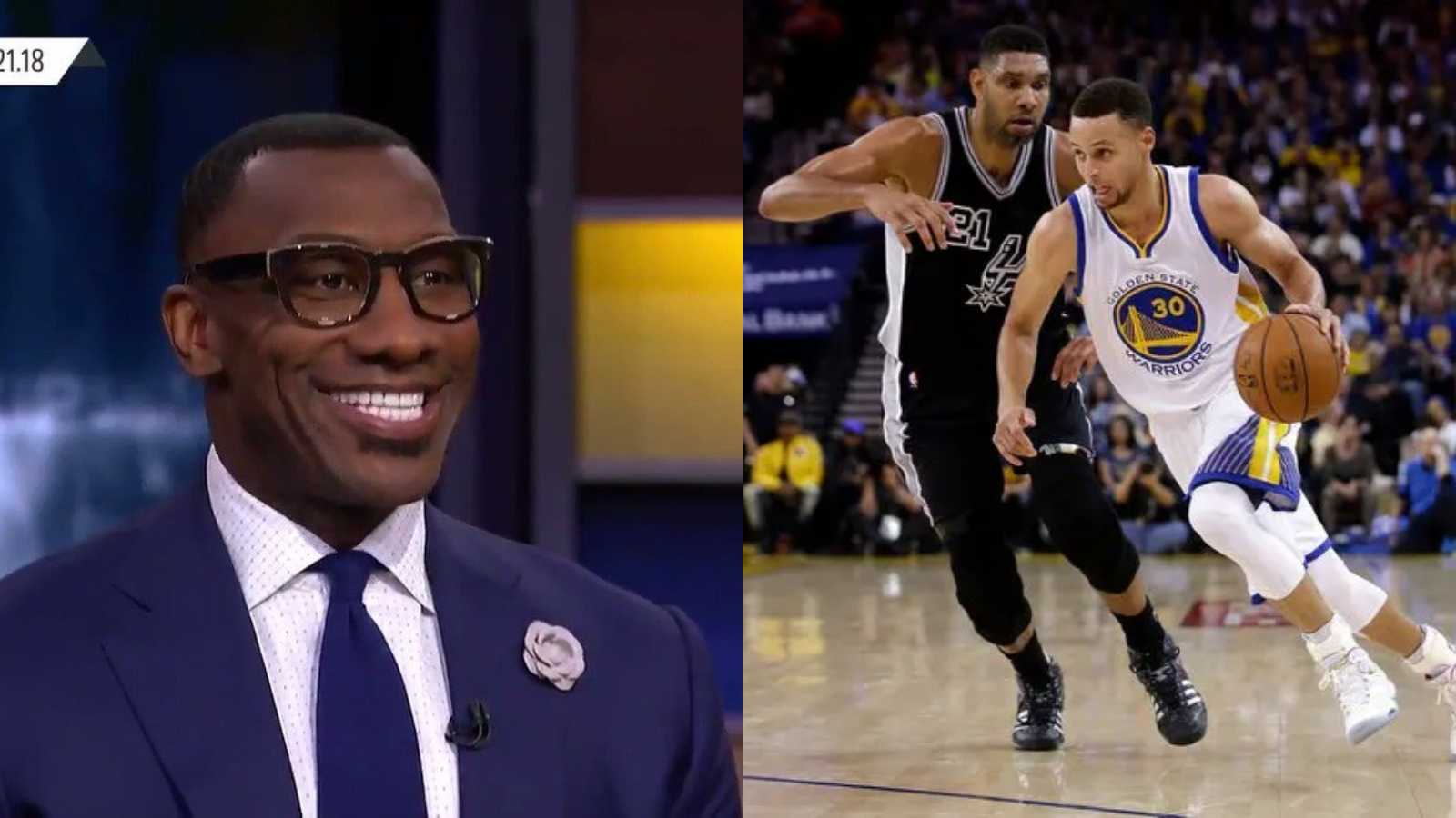 “Stephen Curry is seven layered ganache” Shannon Sharpe disagrees with Stephen Curry’s comparison to Tim Duncan on-court, prior to Game 3