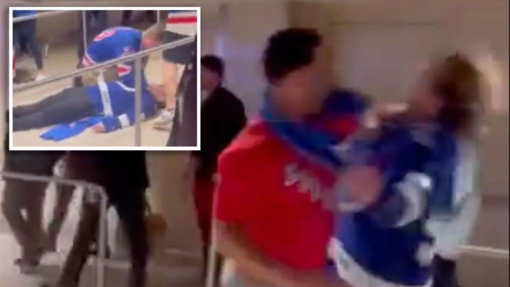 Rangers fan punch Lightning fan