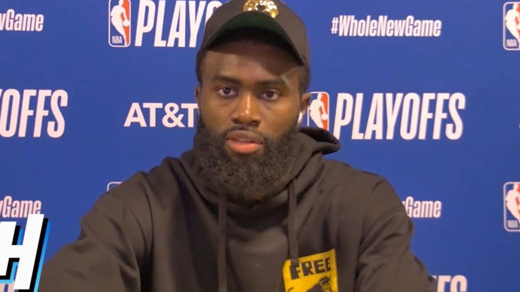 Jaylen Brown at the press conference