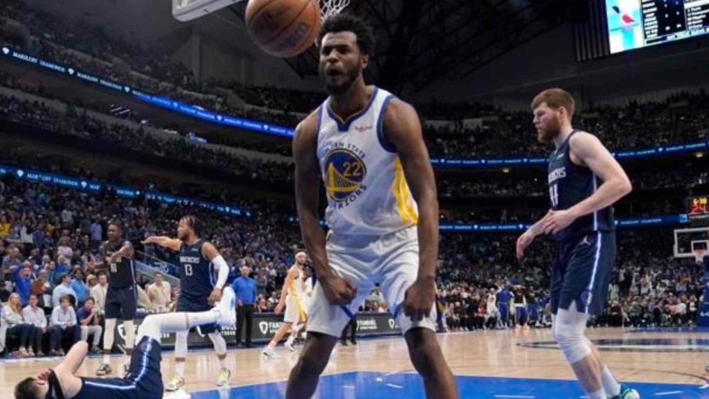 Andrew Wiggins after his poster dunk on Luka Doncic