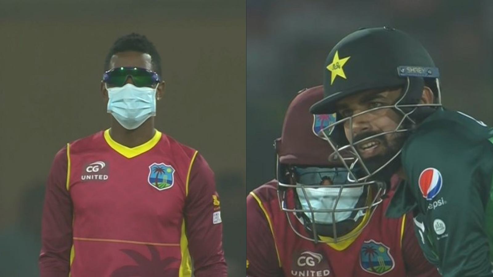 Not due to COVID, but West Indies players spotted wearing masks during PAK vs WI ODI due to dust storm