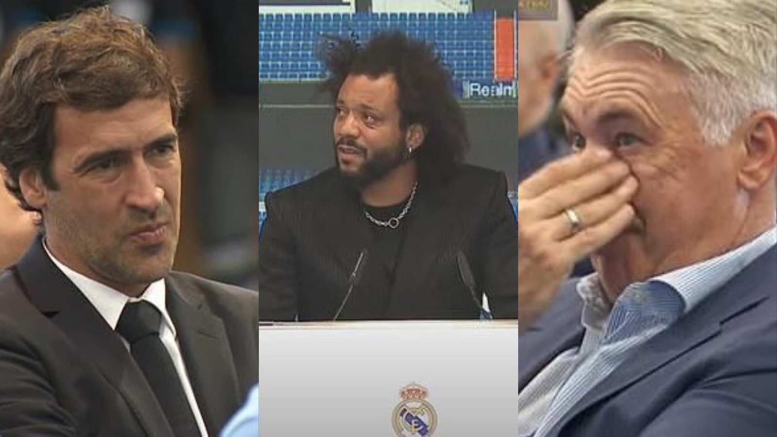 WATCH- Carlo Ancelotti and Raul break down into tears during Marcelo’s Real Madrid farewell ceremony