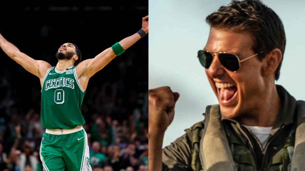 Jayson Tatum and Tom Cruise of Top Gun Movie