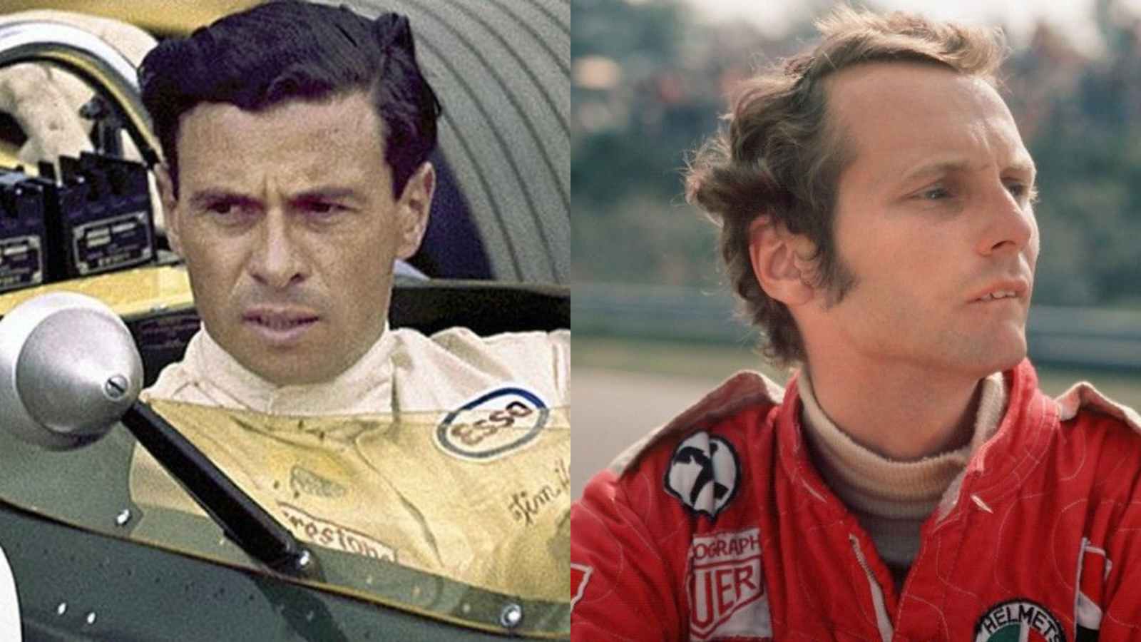 Jim Clark(on the left) and Niki Lauda(on the right)