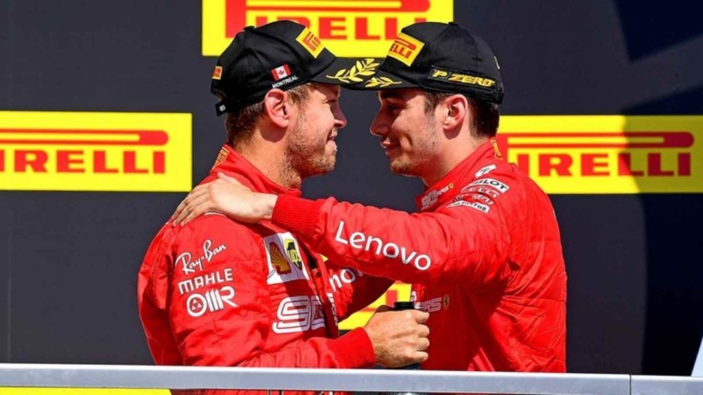 Charles Leclerc and Sebastian Vettel on Canada Podium