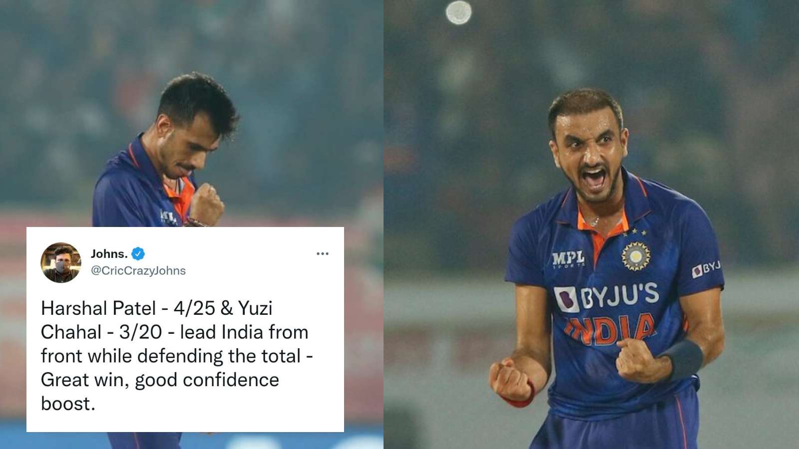 “Two RCBians!”- Yuzvendra Chahal, Harshal Patel star as India stay alive by beating South Africa by 48 runs