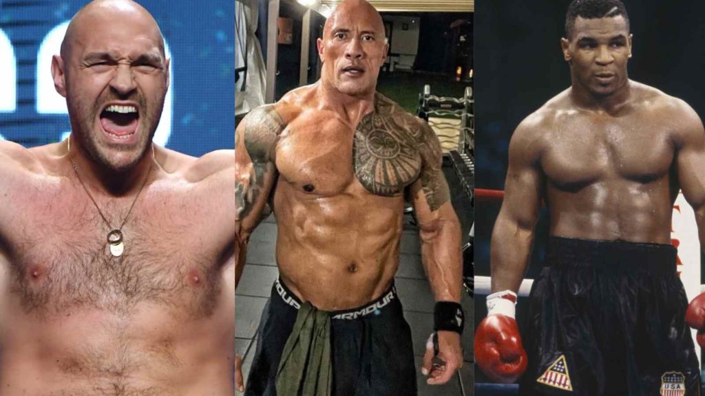 Tyson Fury, Dwayne Johnson and Mike Tyson