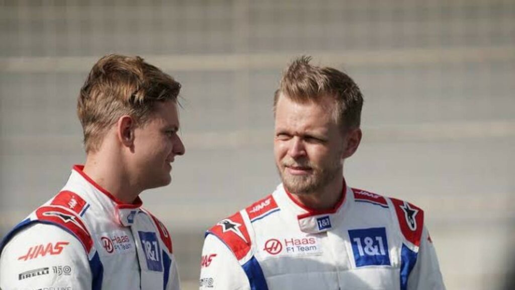 Haas drivers Mick Schumacher(on the left) and Kevin Magnussen(on the right)