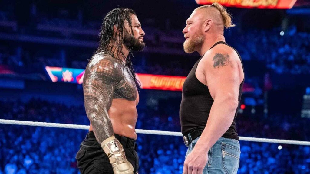 Brock Lesnar and Roman face off