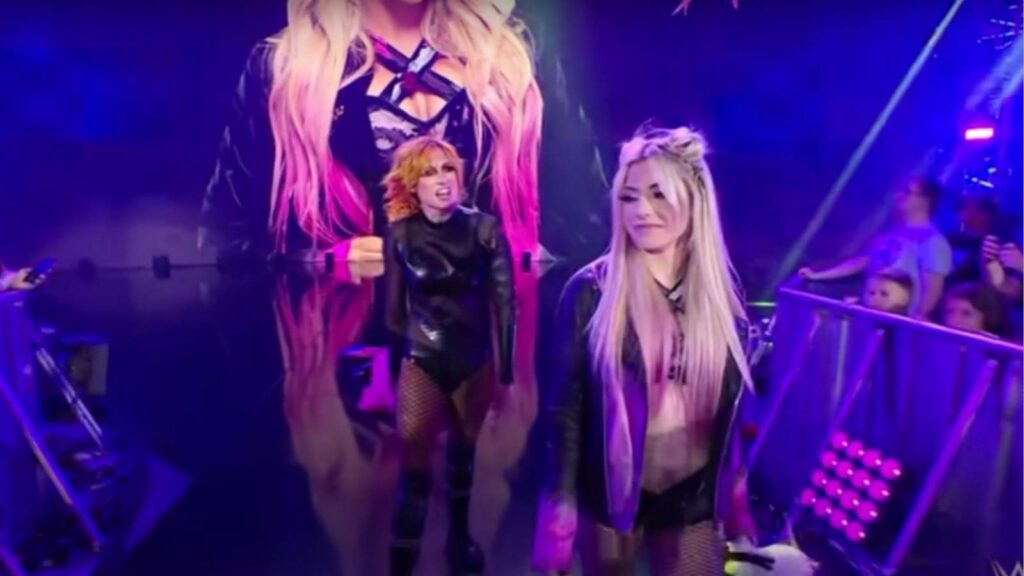 Alexa Bliss and Becky Lynch  at entrance