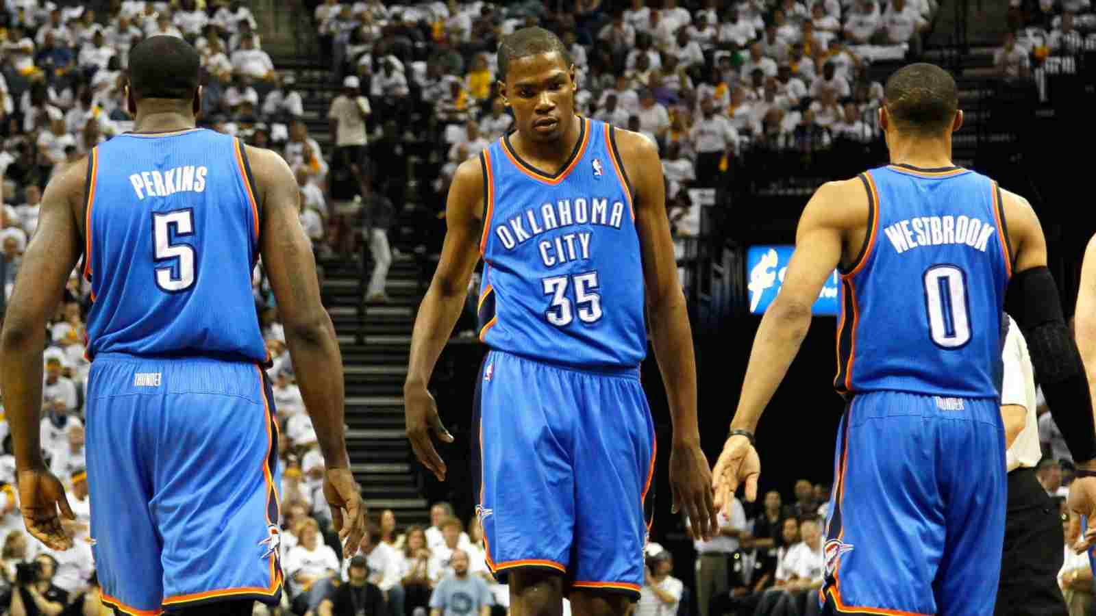 Kendrick Perkins, kevin Durant and Russell Westbrook