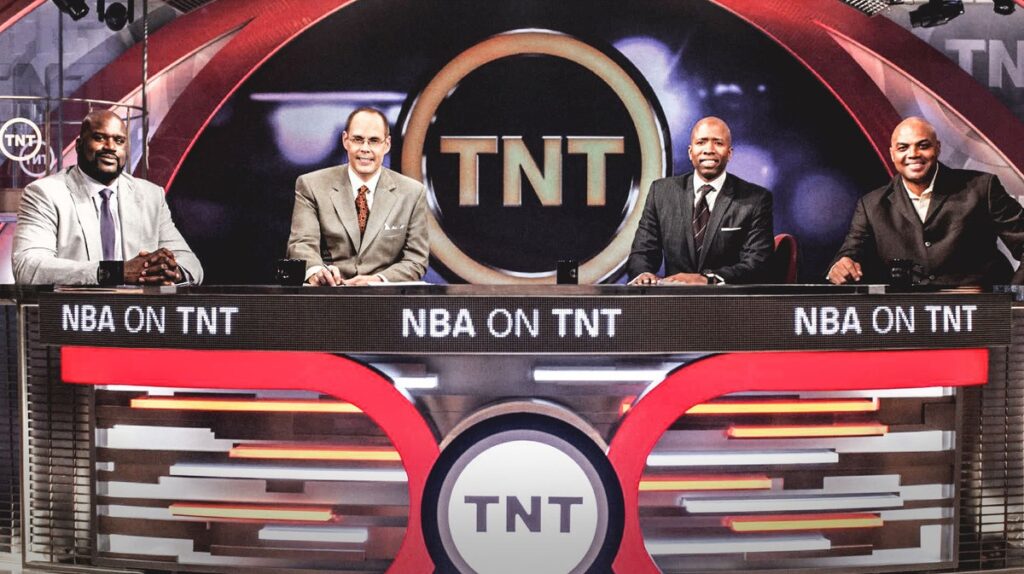 Shaquille O'Neal with the Inside NBA crew