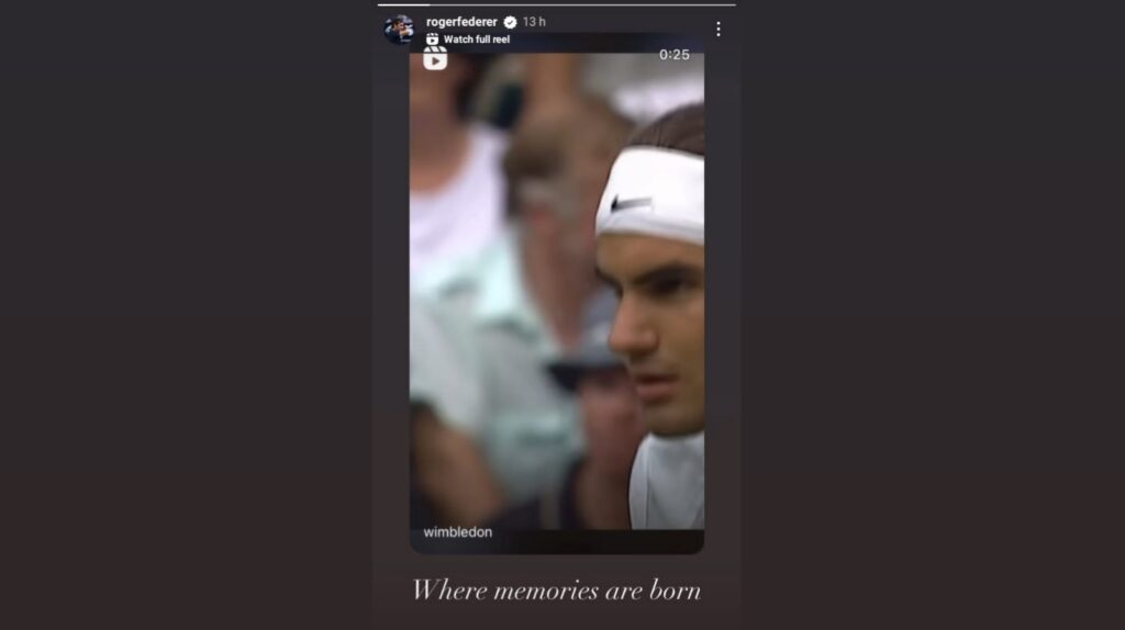 Roger Federer's Instagram Story