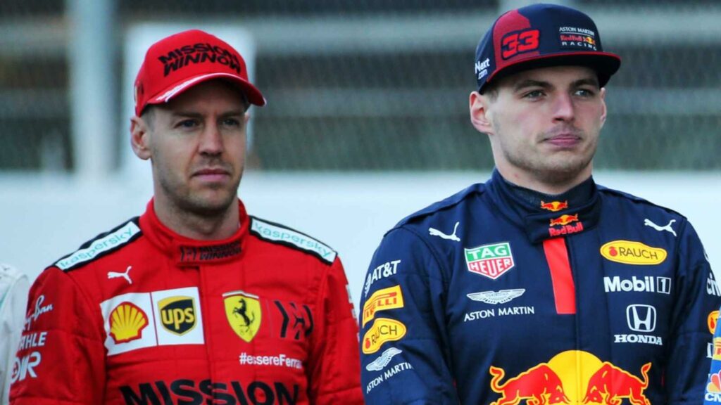 Sebastian Vettel (L) and Max Verstappen (R)