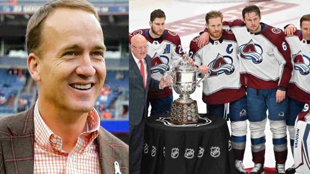 NFL legend Peyton Manning holds the Stanley Cup with Colorado Avalanche